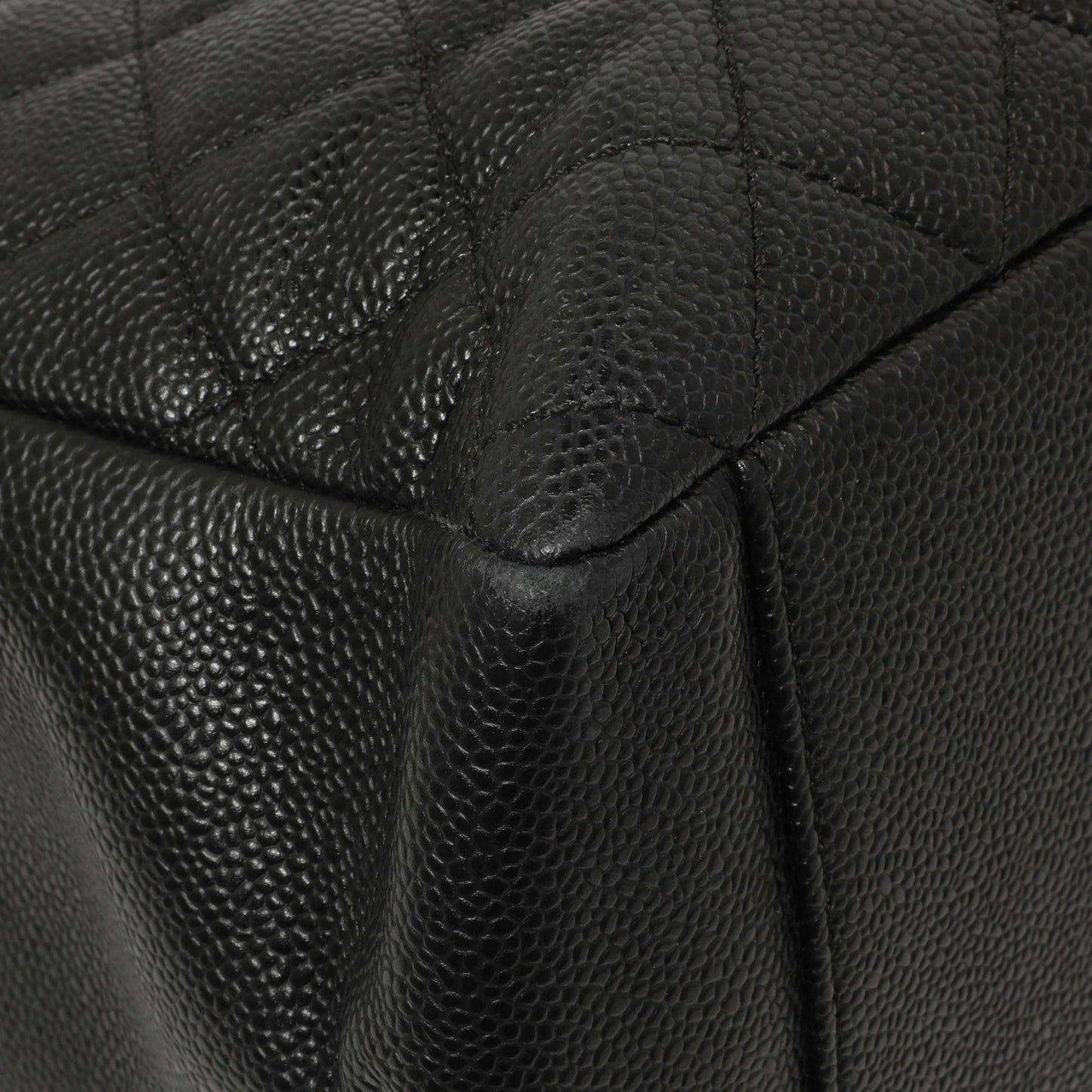 Exclusive Chanel Black Quilted Caviar Grand Shopping Tote GST — Top View