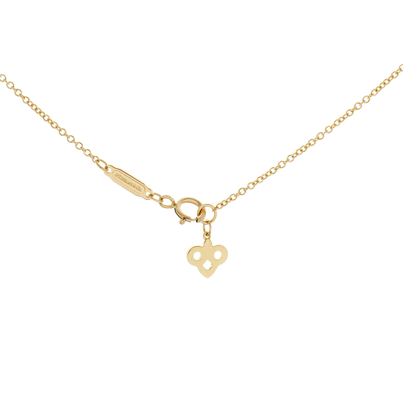 Exclusive Tiffany & Co. 18K Yellow Gold Diamond Carnelian Fleur de Lis Pendant Necklace — Back View