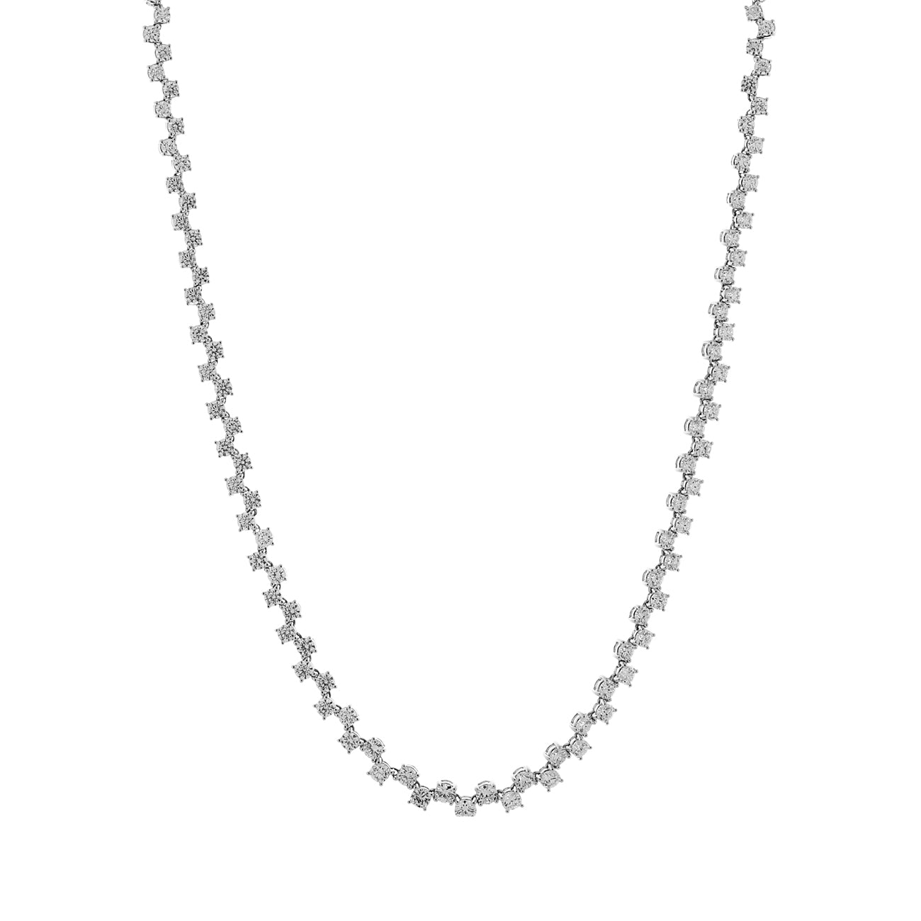 Exclusive 18K White Gold 13.38 Carat Riviere Diamond Necklace — Front View