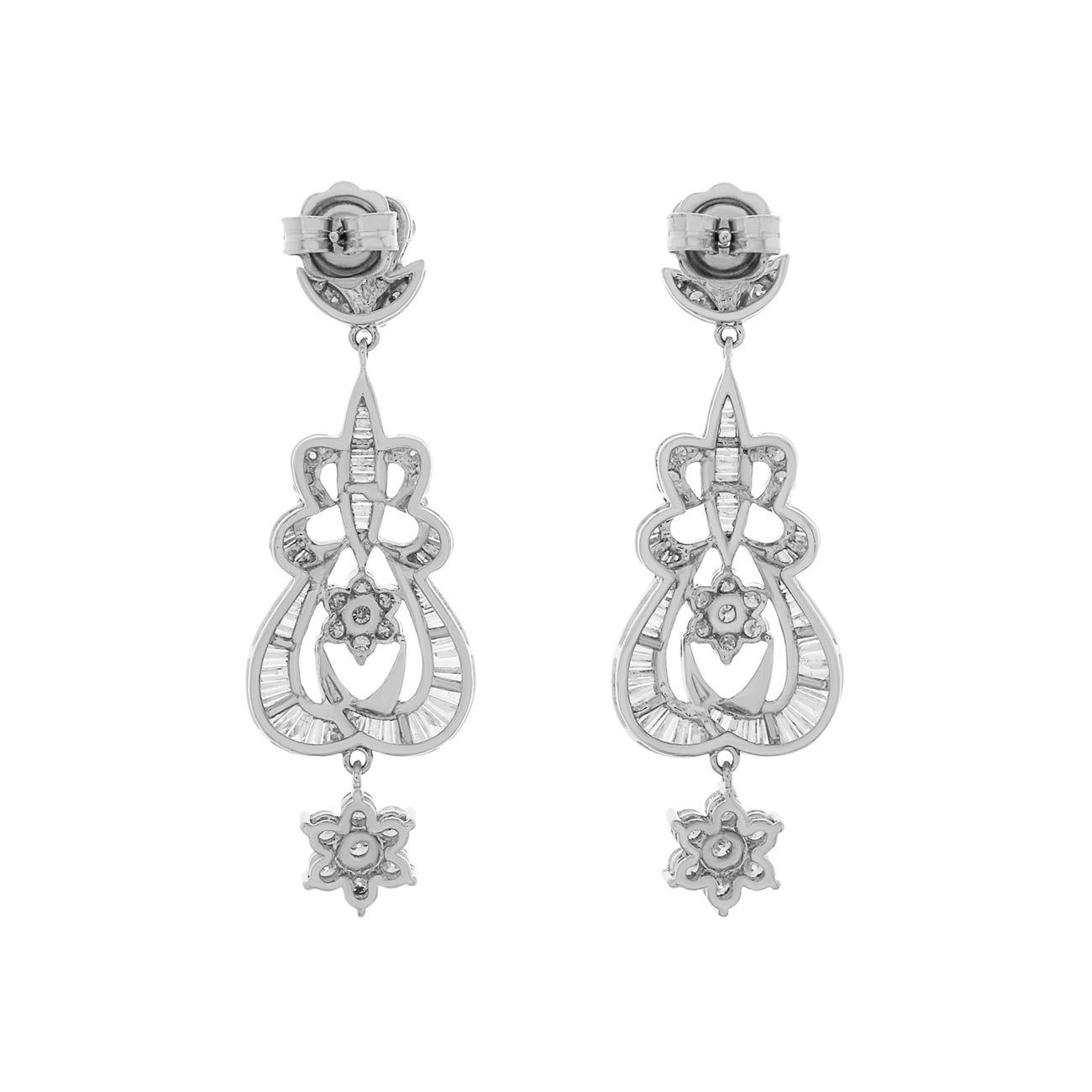 Exclusive 18K White Gold 2.89 Carat Diamond Drop Earrings — Side View