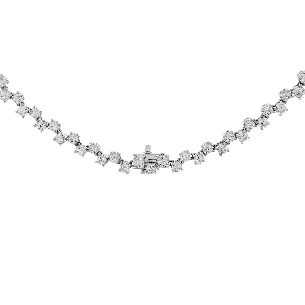 Exclusive 18K White Gold 13.38 Carat Riviere Diamond Necklace — Side View