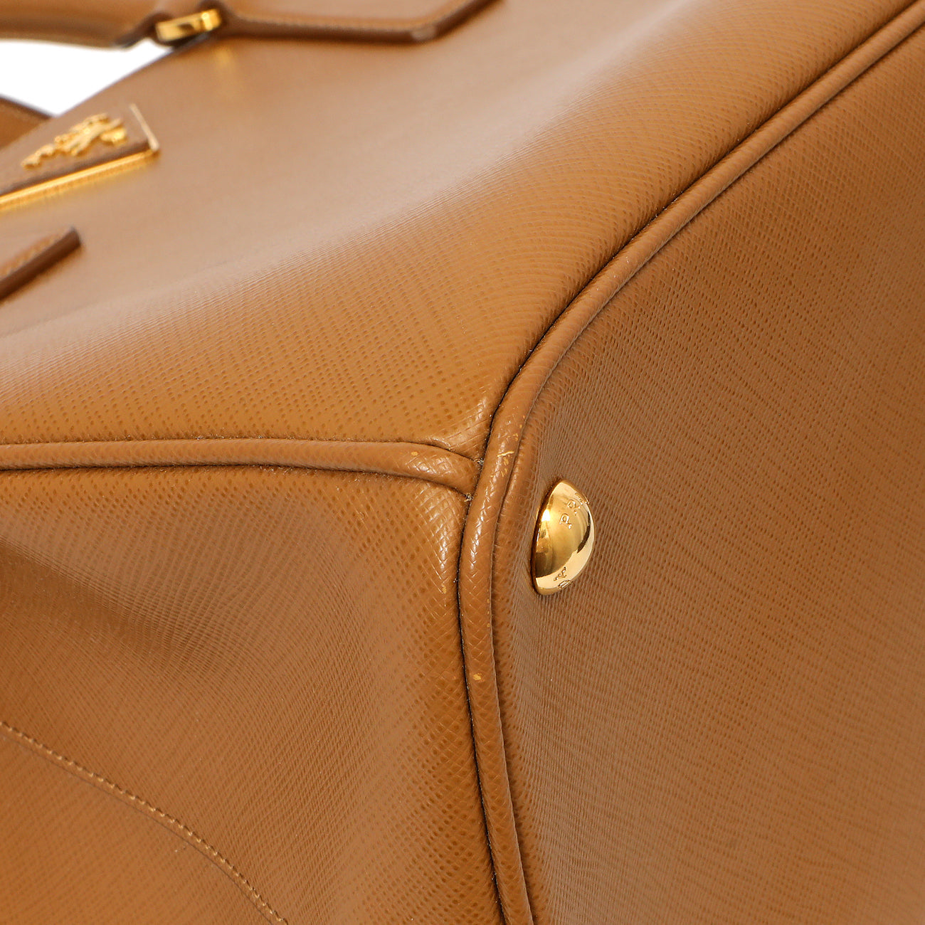 Exclusive Prada Caramel Saffiano Medium Galleria Double Zip Tote — Top View
