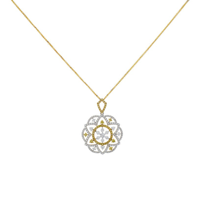 Exclusive 18K White/Yellow Gold 2.25 Carat Blossom Frame Pendant — Front View