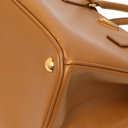 Exclusive Prada Caramel Saffiano Medium Galleria Double Zip Tote — Detail View