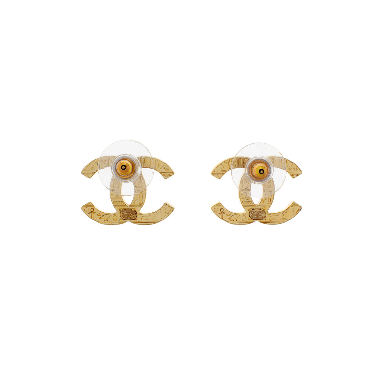 Exclusive Chanel CC Hieroglyphic Earrings — Side View