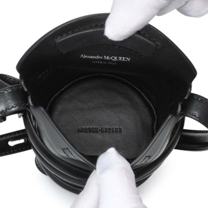 Exclusive Alexander McQueen Black Calfskin Mini Curve Bucket Bag — Detail View