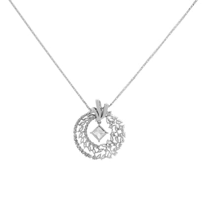 Exclusive 18K White Gold 2.01 Carat Princess Cut Diamond Wreath Pendant — Side View