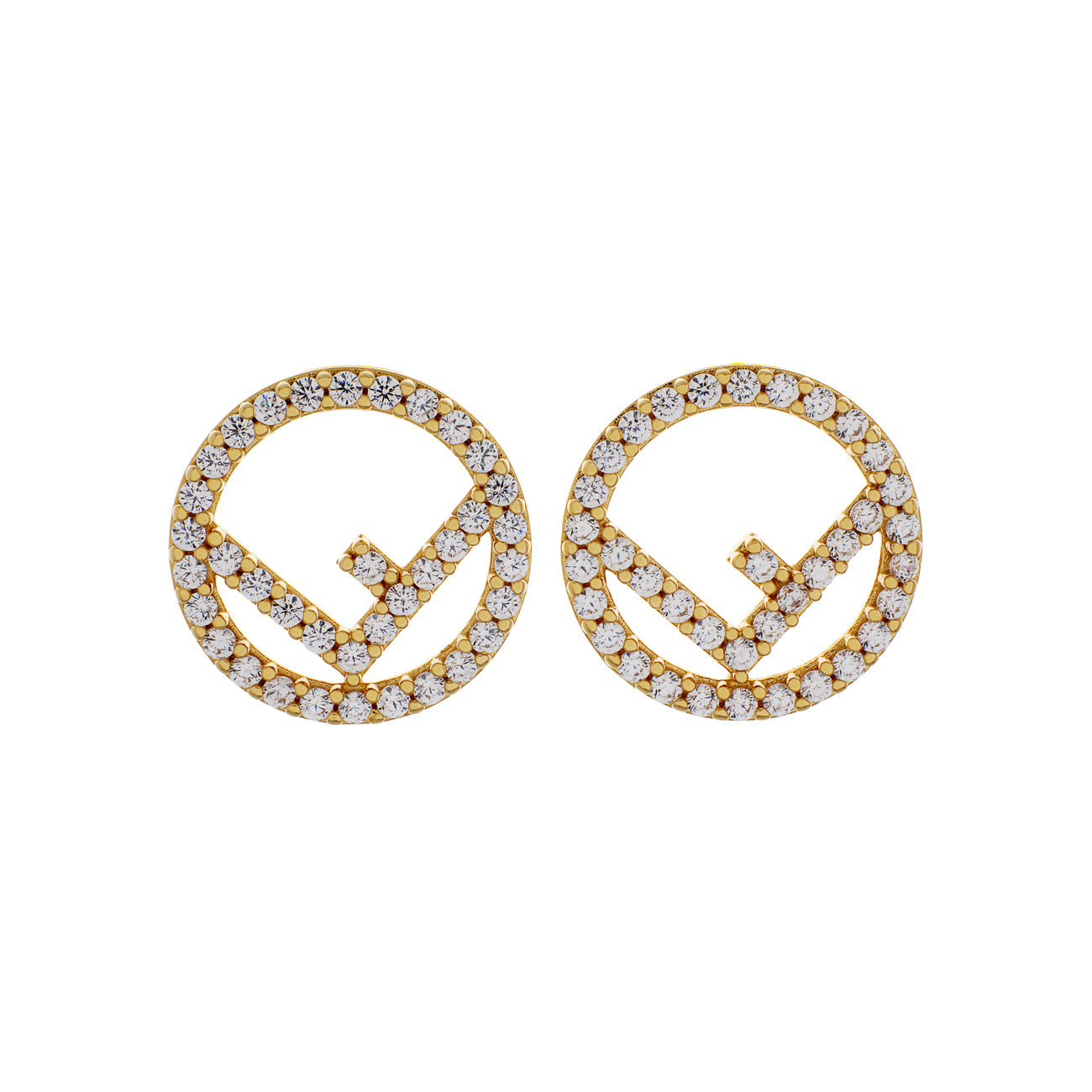 Exclusive Fendi Crystal F Is Fendi Earrings — Front View