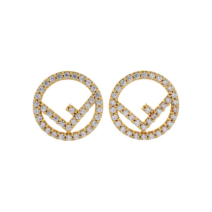 Exclusive Fendi Crystal F Is Fendi Earrings — Front View