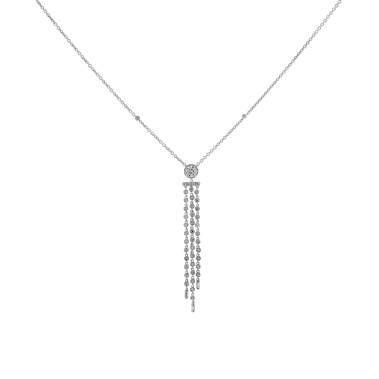 Exclusive 14K White Gold 0.98 Carat Lavaliere Diamond Pendant — Front View