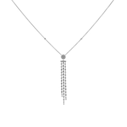 Exclusive 14K White Gold 0.98 Carat Lavaliere Diamond Pendant — Side View