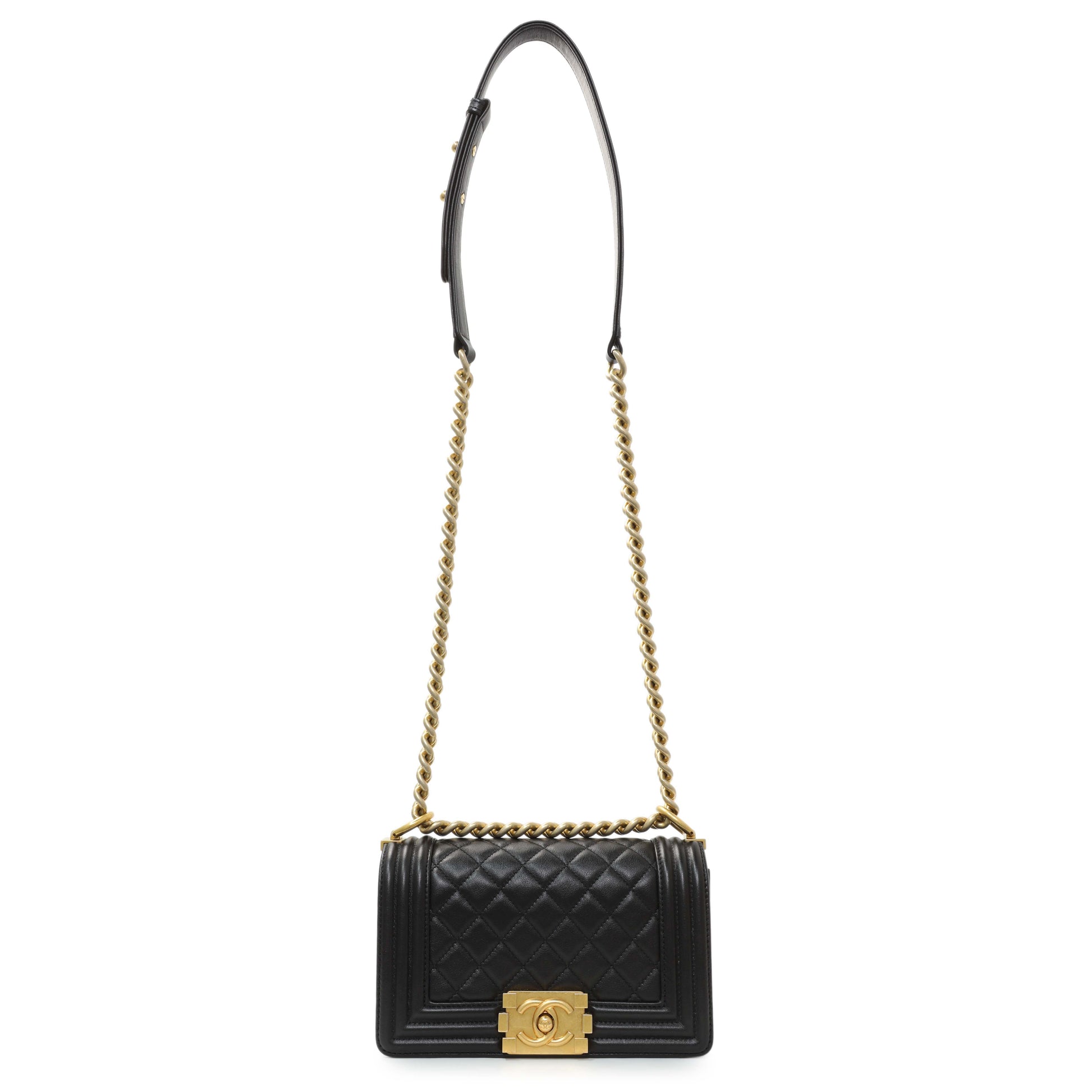 Exclusive Chanel Black Quilted Lambskin Small Boy Bag — Front View