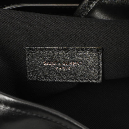 Exclusive Saint Laurent Black Calfskin Debossed Teddy Shopping Bag — Detail View