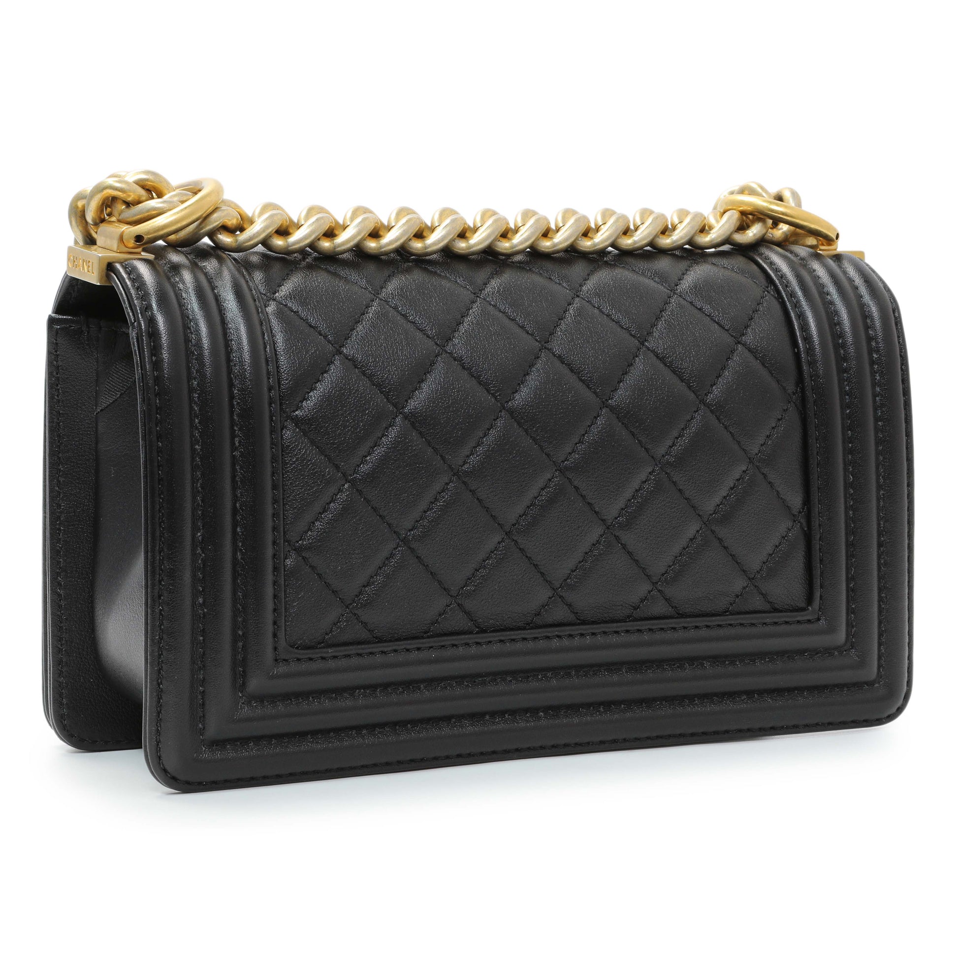 Exclusive Chanel Black Quilted Lambskin Small Boy Bag — Side View