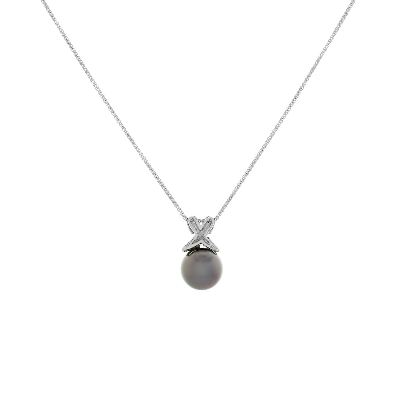 Exclusive 14K White Gold 10.7mm Tahitian Black Pearl Pendant — Side View