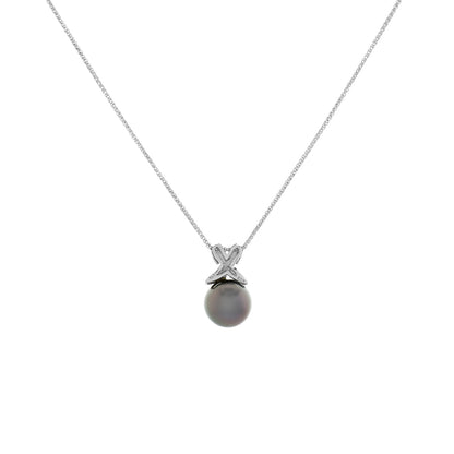 Exclusive 14K White Gold 10.7mm Tahitian Black Pearl Pendant — Side View