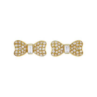 Exclusive 18K Yellow Gold South Sea Pearl Bow Earrings — Side View