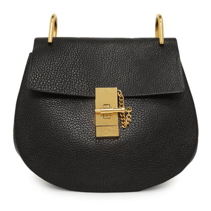 Exclusive Chloe Black Grained Lambskin Drew Shoulder Bag — Front View