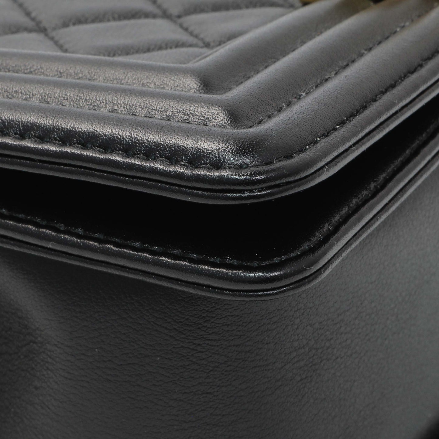 Exclusive Chanel Black Quilted Lambskin Small Boy Bag — Top View