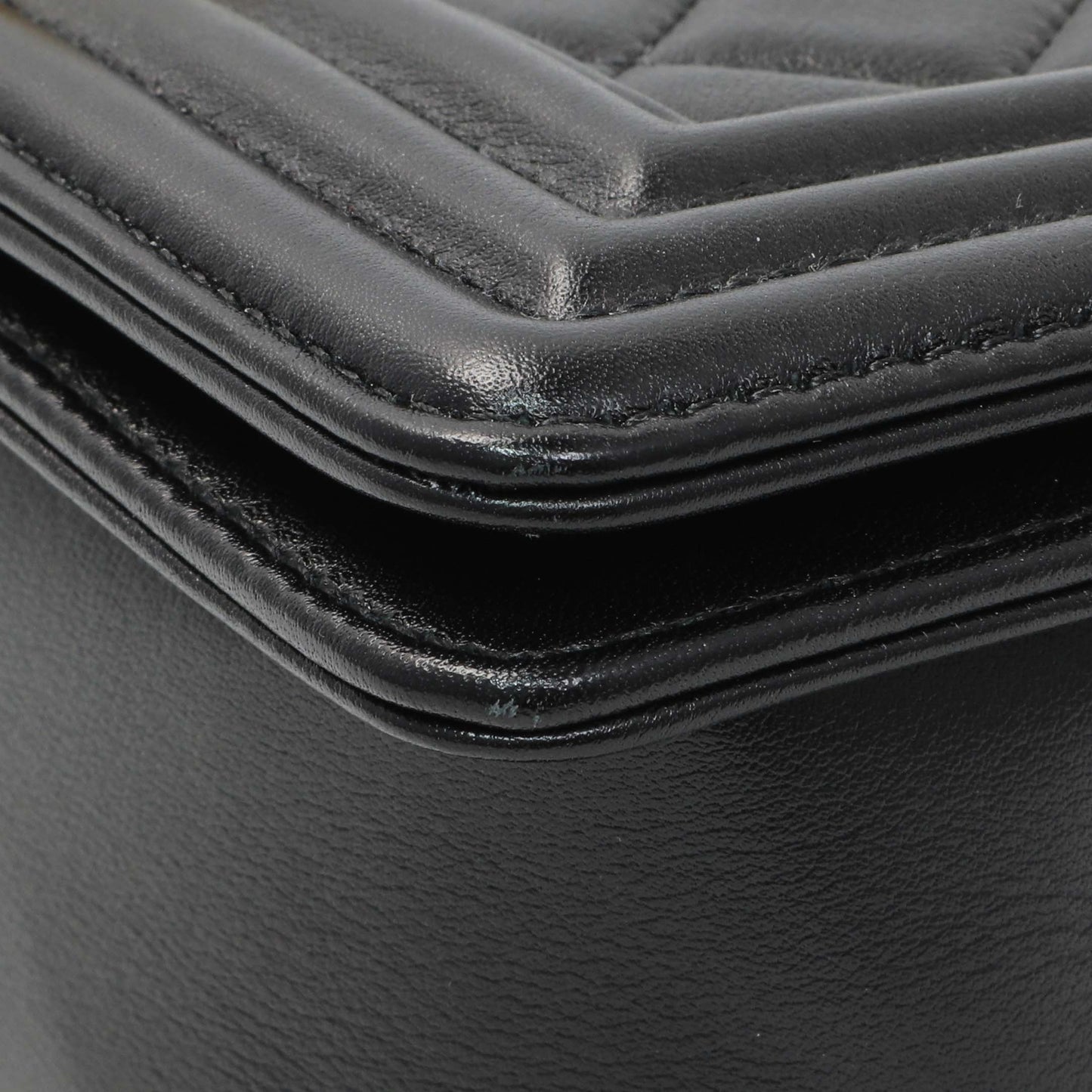 Exclusive Chanel Black Quilted Lambskin Small Boy Bag — Detail View