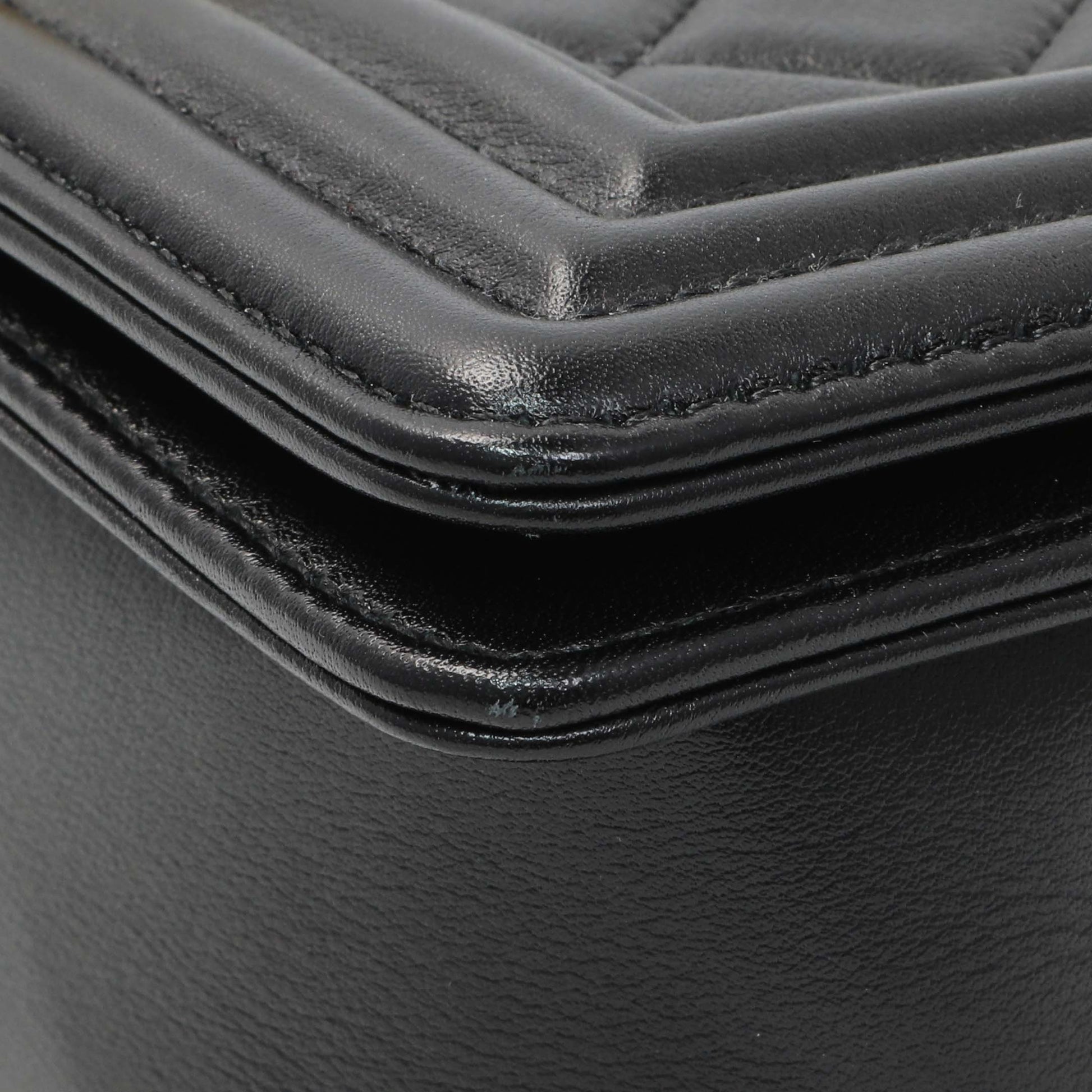 Exclusive Chanel Black Quilted Lambskin Small Boy Bag — Detail View