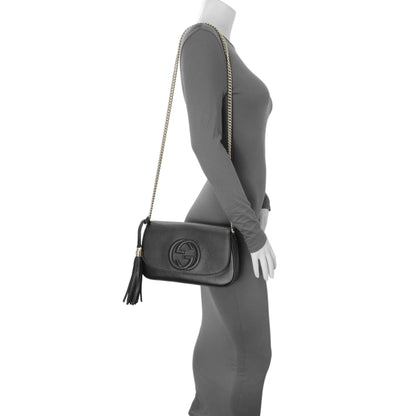 Exclusive Gucci Black Pebbled Calfskin Medium Soho Flap Crossbody — Alternate View 7
