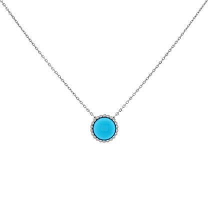 Exclusive Van Cleef & Arpels 18K White Gold Turquoise Perlée Couleurs Pendant — Front View