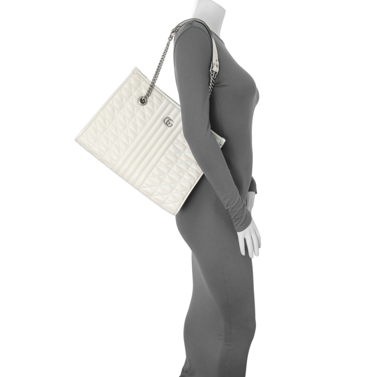 Exclusive Gucci Cream Calfskin Matelasse Medium GG Marmont Shopping Tote — Alternate View 7