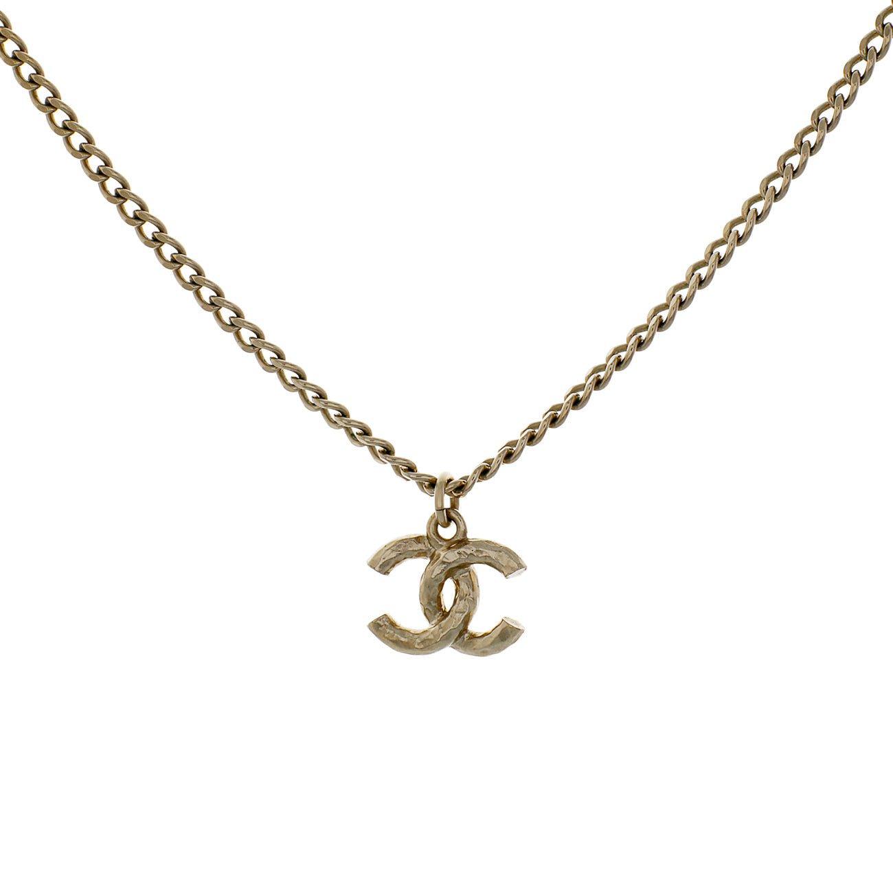 Exclusive Chanel Crystal CC Pendant Necklace — Side View