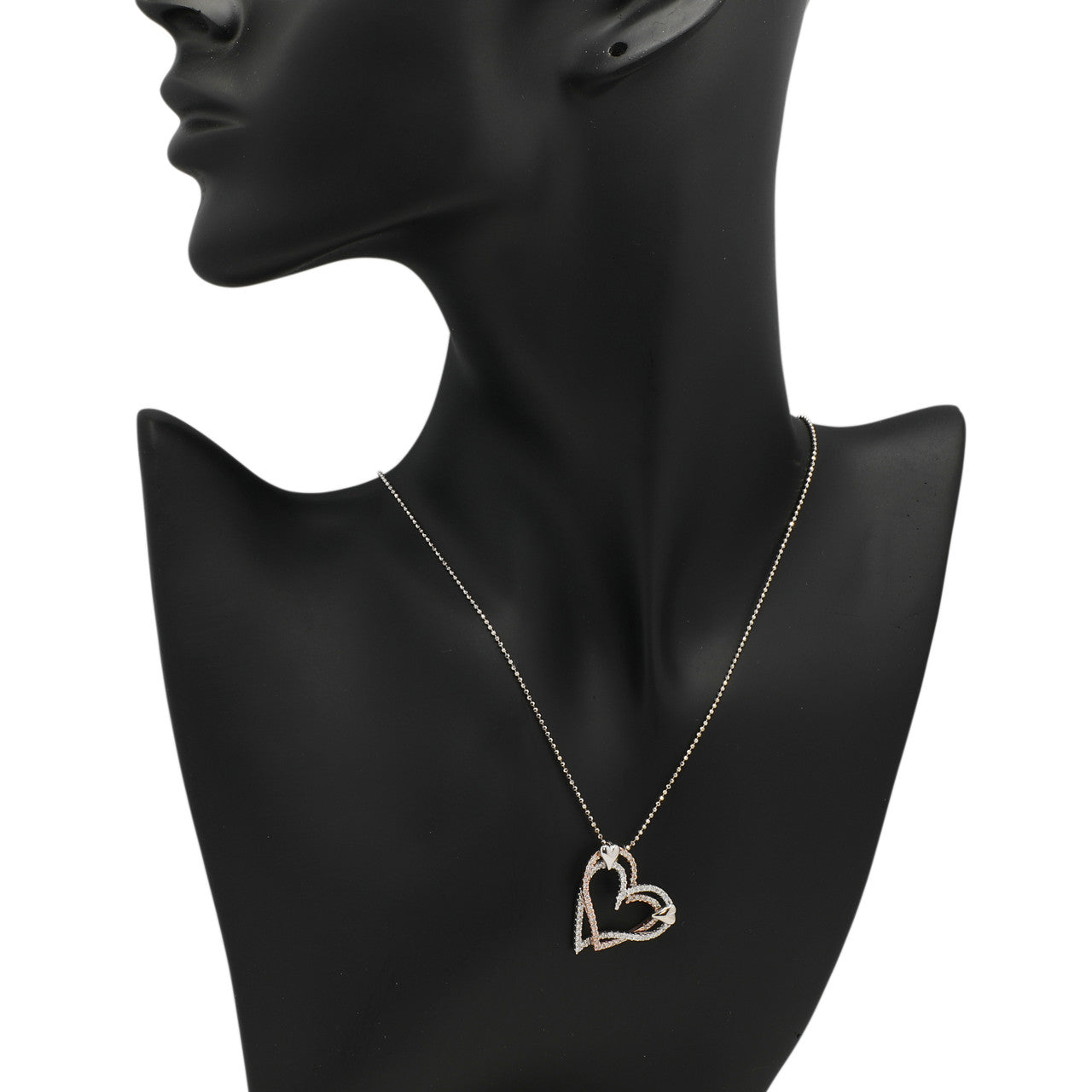 Exclusive 14K White Gold & Rose Gold 0.90 Carat Diamond Heart Pendant — Back View