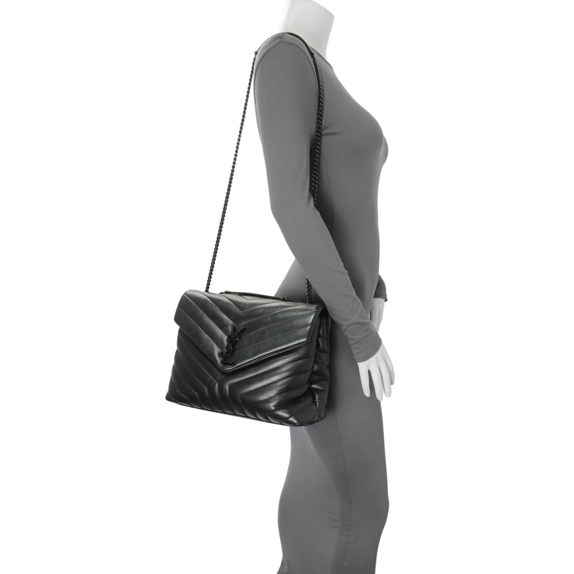 Exclusive Saint Laurent Black Calfskin Medium Loulou — Alternate View 14