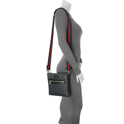 Exclusive Gucci Black GG Supreme Monogram Web Small Flat Messenger Bag — Alternate View 7