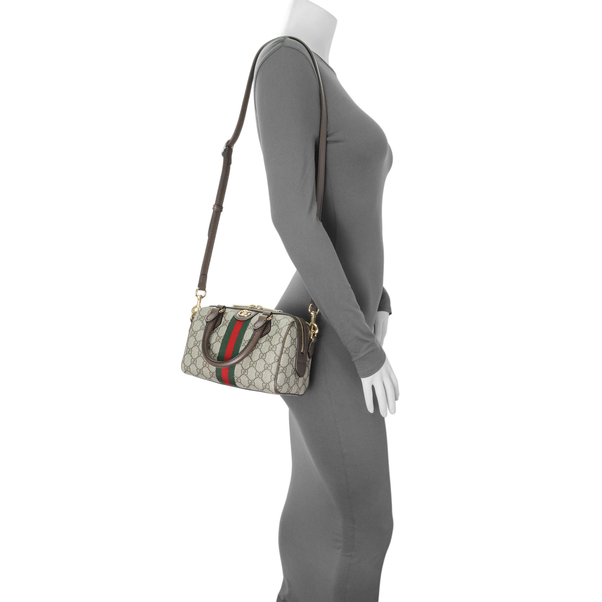Exclusive Gucci GG Supreme Monogram Web Small Ophidia Boston Bag — Alternate View 7