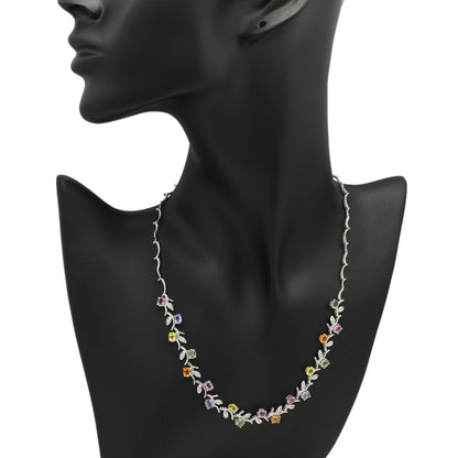 Exclusive 18K White Gold 8.64 Carat Sapphire & Diamond Necklace — Back View