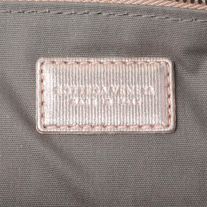 Exclusive Bottega Veneta Metallic Pink Nappa Intrecciato Zipped Flat Pouch — Detail View