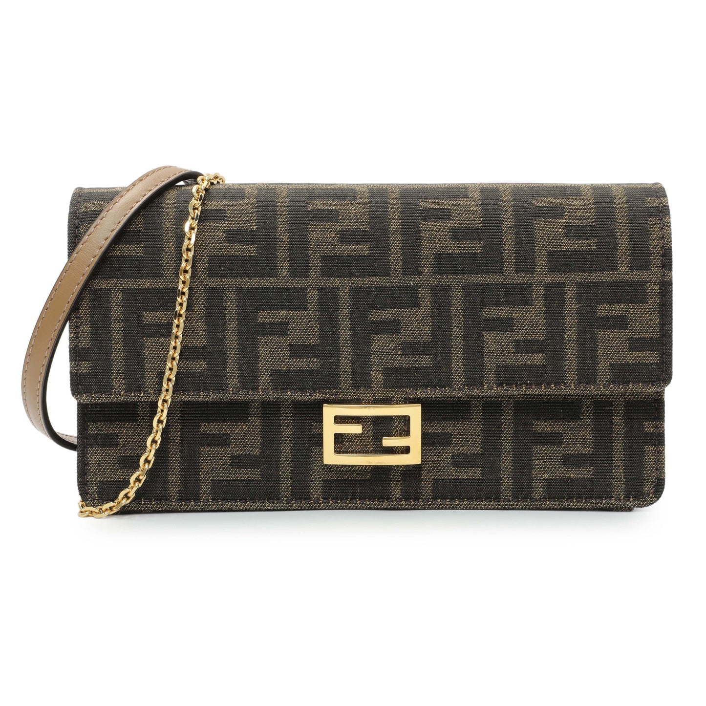 Exclusive Fendi FF Jacquard Baguette Wallet on Chain — Front View