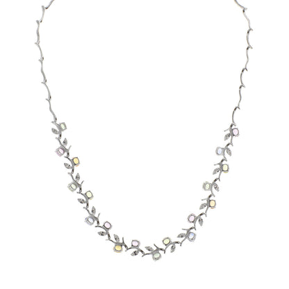 Exclusive 18K White Gold 8.64 Carat Sapphire & Diamond Necklace — Side View