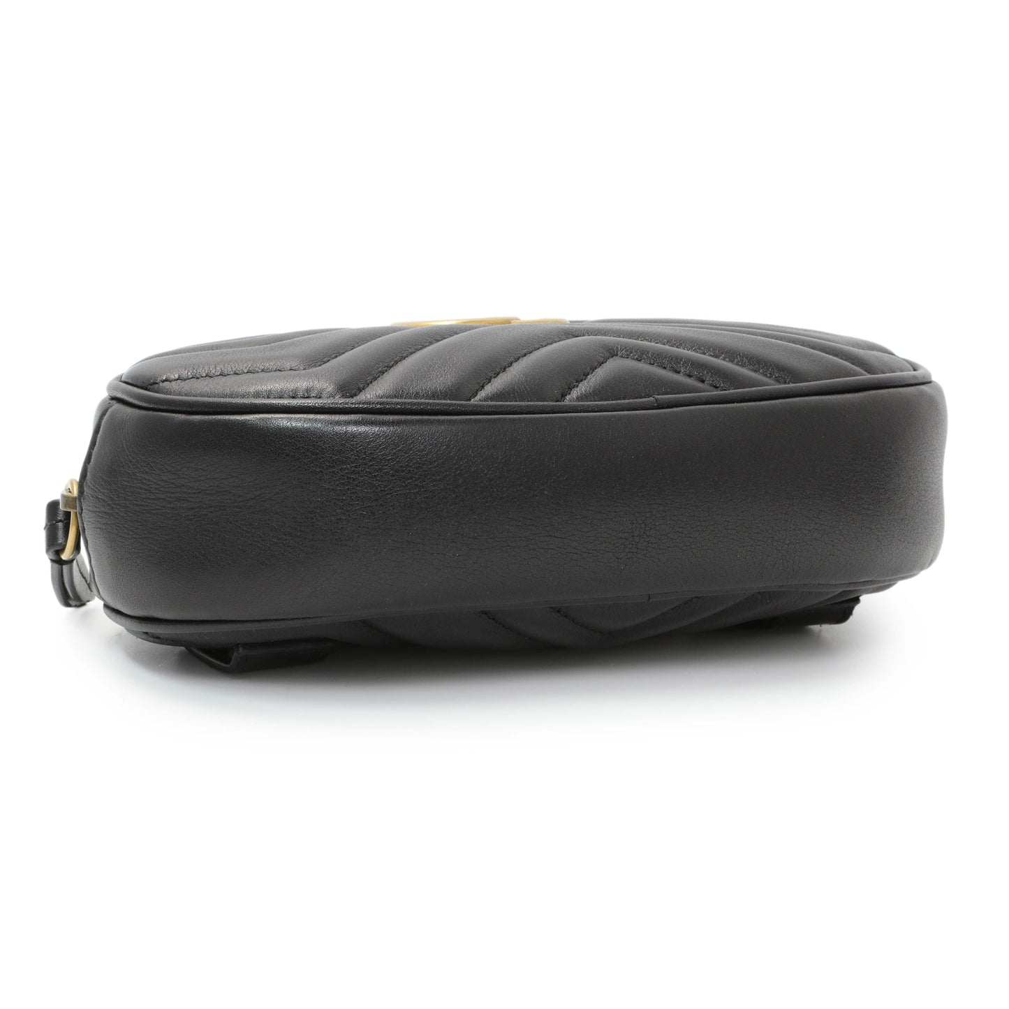 Exclusive Gucci Black Calfskin Matelasse GG Marmont Belt Bag — Back View