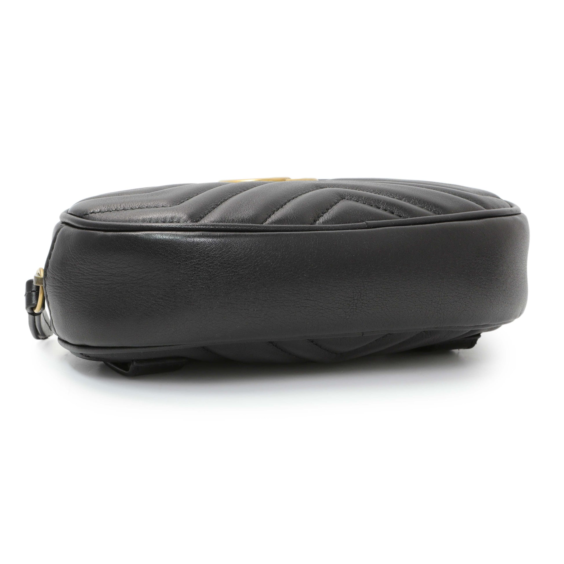 Exclusive Gucci Black Calfskin Matelasse GG Marmont Belt Bag — Back View