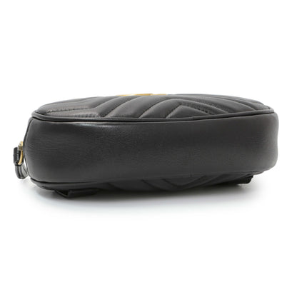 Exclusive Gucci Black Calfskin Matelasse GG Marmont Belt Bag — Back View