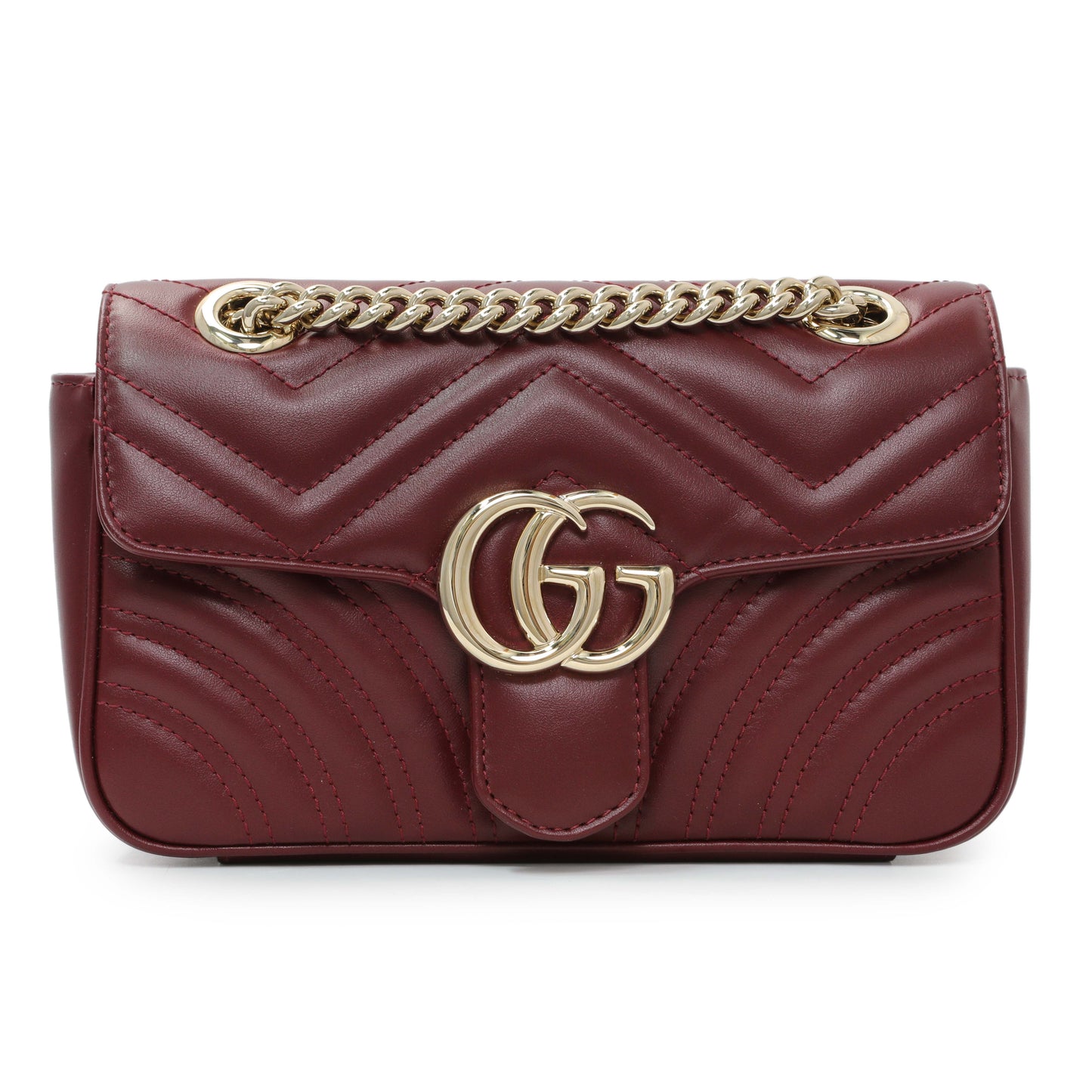 Exclusive Gucci Rosso Ancora Lambskin Matelasse Small GG Marmont Shoulder Bag — Front View
