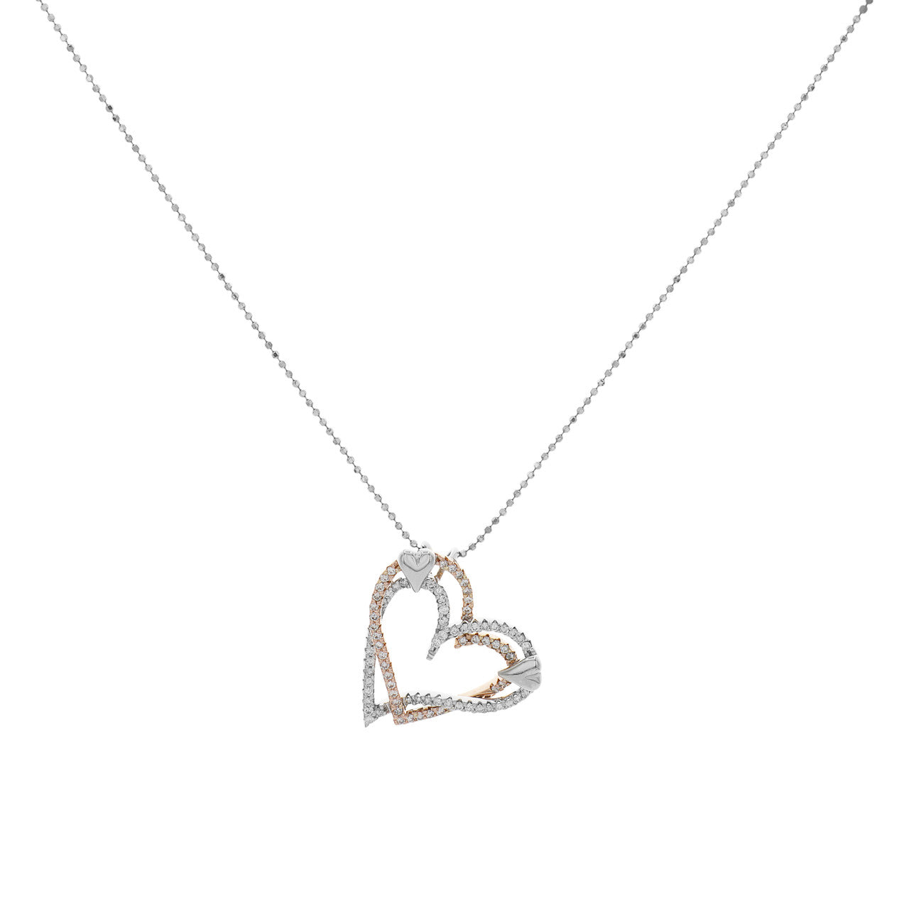 Exclusive 14K White Gold & Rose Gold 0.90 Carat Diamond Heart Pendant — Front View