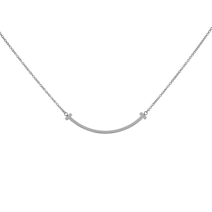 Exclusive Tiffany & Co. 18K White Gold Small T Smile Pendant — Front View