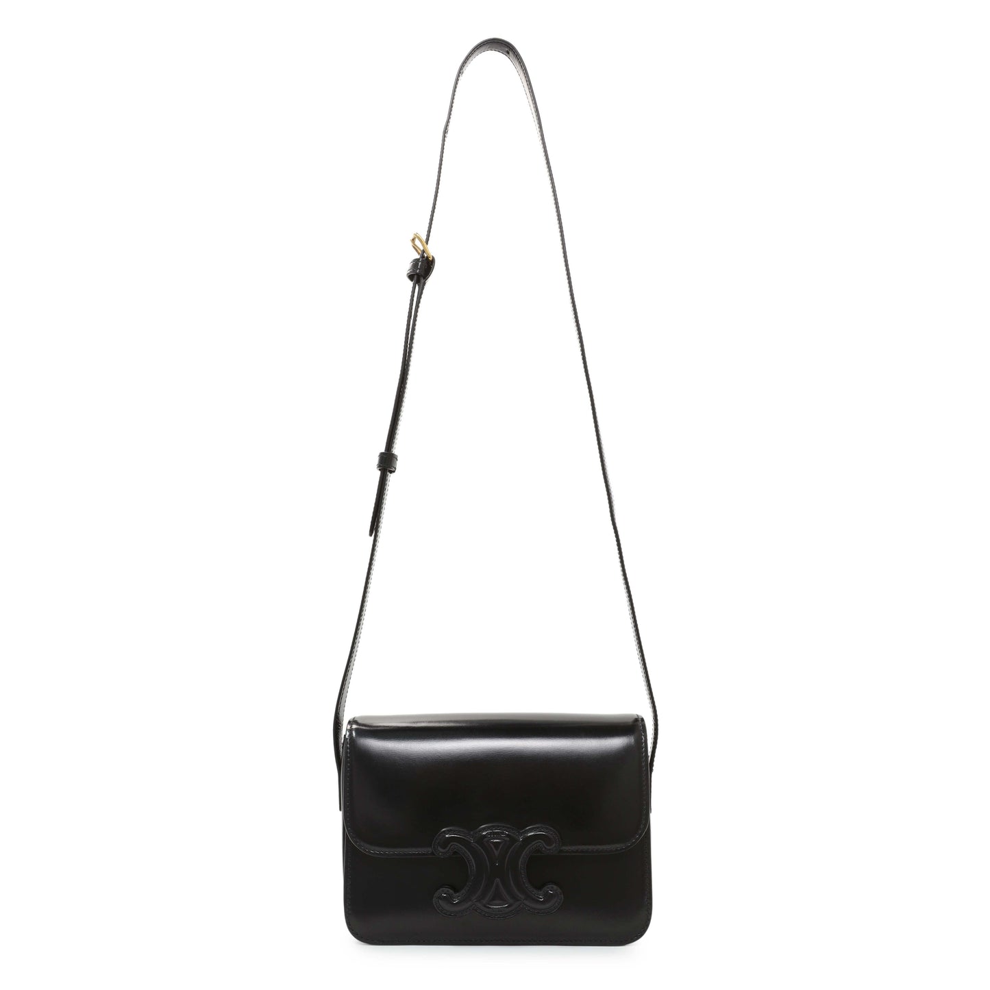 Exclusive Celine Shiny Calfskin Teen Triomphe Bag — Front View