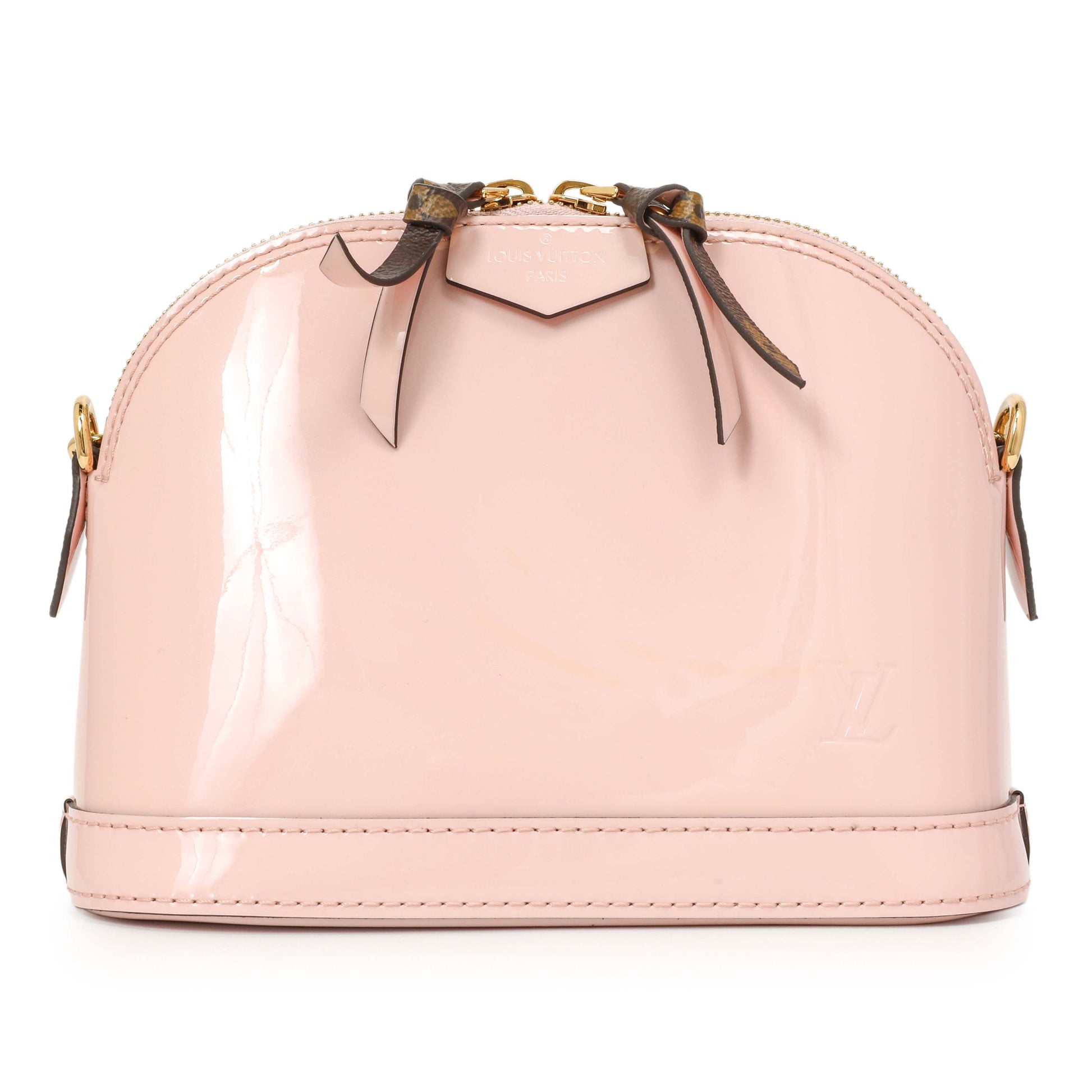 Exclusive Louis Vuitton Rose Ballerine Vernis Monogram Alma Mini — Side View