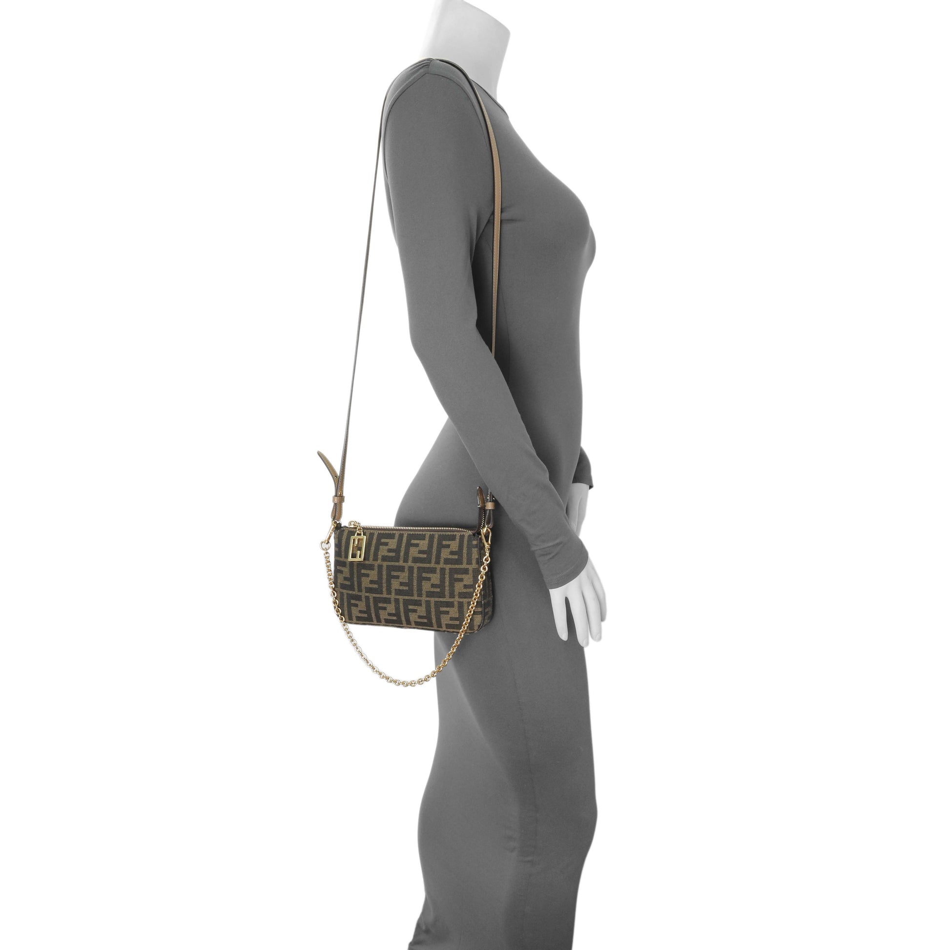 Exclusive Fendi Fabric Jacquard Vitello Grace FF 1974 Baguette Pouch — Alternate View 7