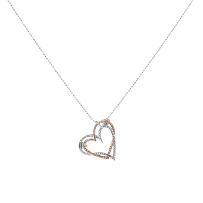 Exclusive 14K White Gold & Rose Gold 0.90 Carat Diamond Heart Pendant — Side View