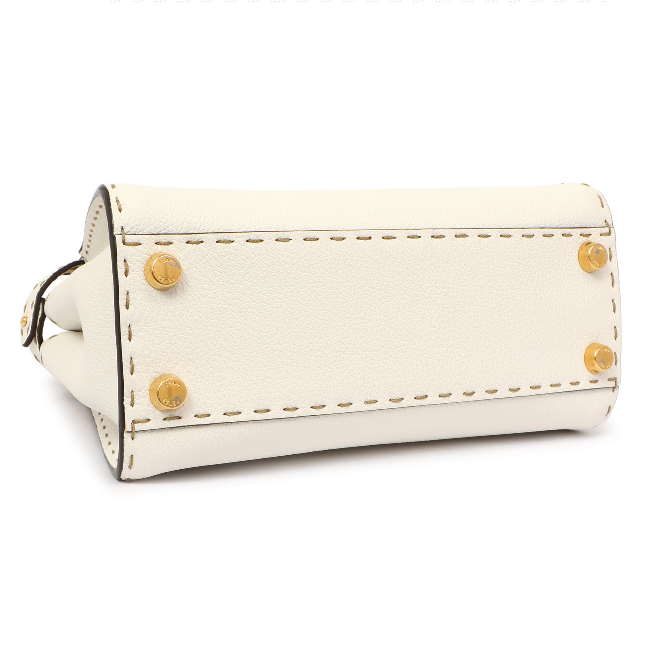 Exclusive Fendi White Cuoio Romano Selleria Mini Peekaboo Iconic Satchel — Back View