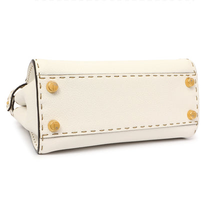 Exclusive Fendi White Cuoio Romano Selleria Mini Peekaboo Iconic Satchel — Back View