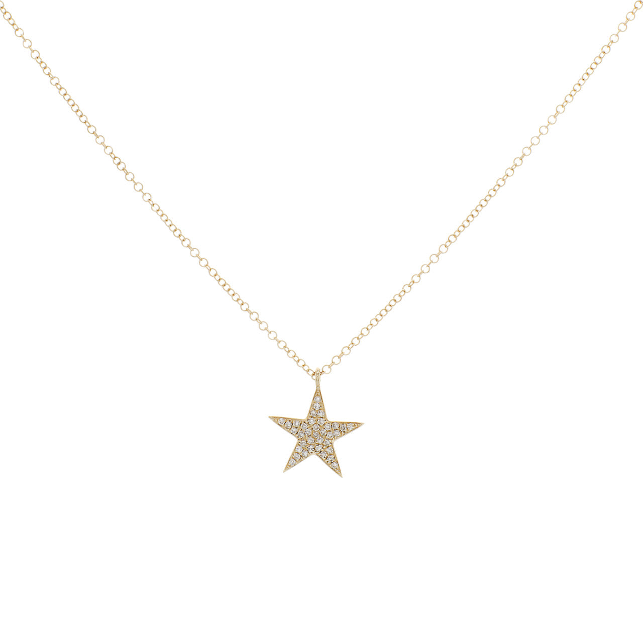 Exclusive 14K Yellow Gold Diamond Star Pendant — Front View